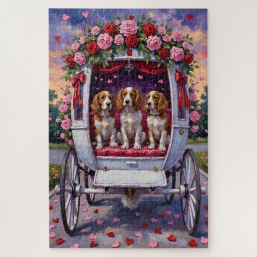 Brittany Spaniel Hund Valentinstag Puzzle (Vertikal)