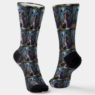 Brittany Spaniel Hund Whimsical Halloween-Malerei Socken