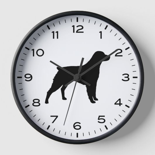 Brittany Spaniel Hunde Silhouette Uhr (Vorderseite)