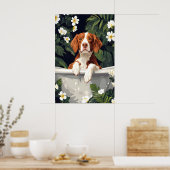 Brittany Spaniel In Bathtub Poster, Funny Dog Poster (Küche)
