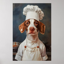 Brittany Spaniel in Kochmütze Poster, Haustierpost