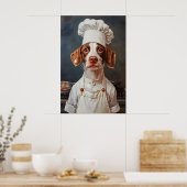 Brittany Spaniel in Kochmütze Poster, Haustierpost Poster (Küche)