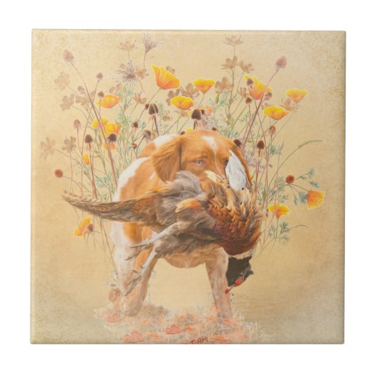 Brittany Spaniel, Jagd Fasan Coffee Tasse T-Sh Fliese (Vorderseite)