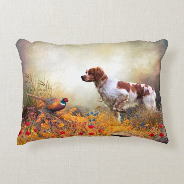 Brittany Spaniel, Jagdparasant Dekokissen (Vorderseite)