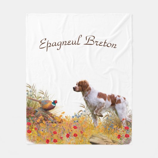 Brittany Spaniel, Jagdparasant Fleecedecke (Vorderseite)