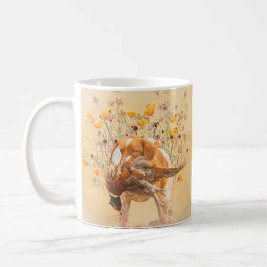 Brittany Spaniel, Jagdparasant Kaffeetasse (Links)