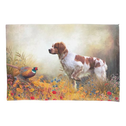 Brittany Spaniel, Jagdparasant Kissenbezug (Vorderseite)