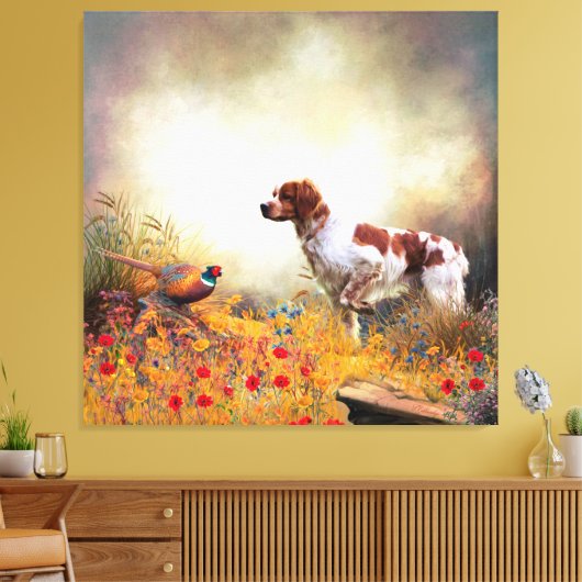 Brittany Spaniel, Jagdparasant Leinwanddruck (Insitu (Wohnzimmer))