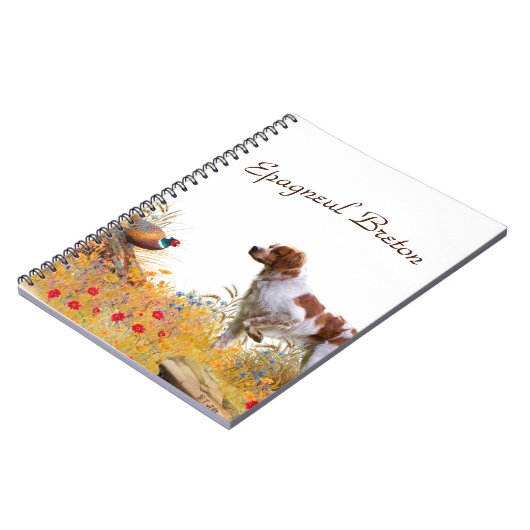 Brittany Spaniel, Jagdparasant Notizblock (Linke Seite)