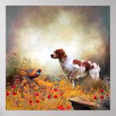 Brittany Spaniel, Jagdparasant Poster (Vorne)