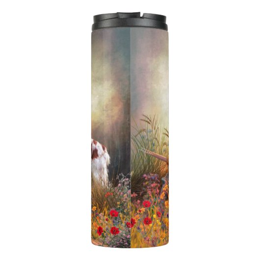 Brittany Spaniel, Jagdparasant Thermosbecher (Rückseite)