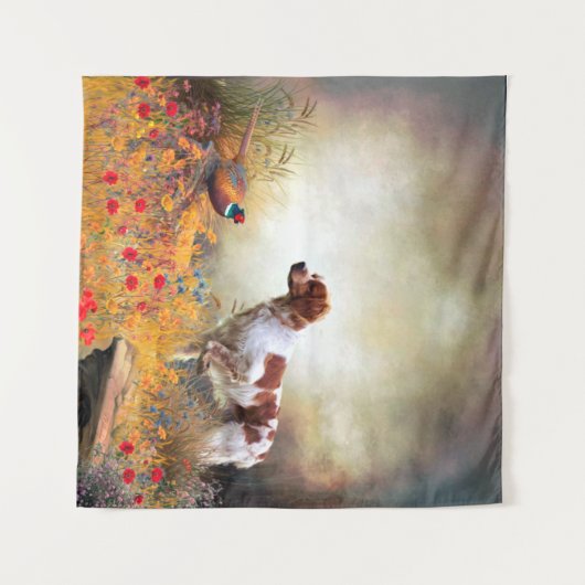 Brittany Spaniel, Jagdparasant Wandteppich (Vorderseite (Horizontal))