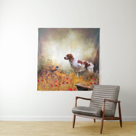 Brittany Spaniel, Jagdparasant Wandteppich (Beispiel)