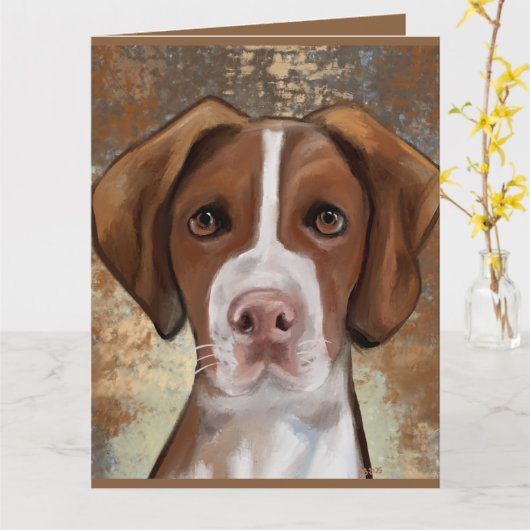 Brittany Spaniel Karte (Gelbe Blume)