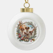  Brittany Spaniel Keramik Kugel-Ornament (Vorderseite)