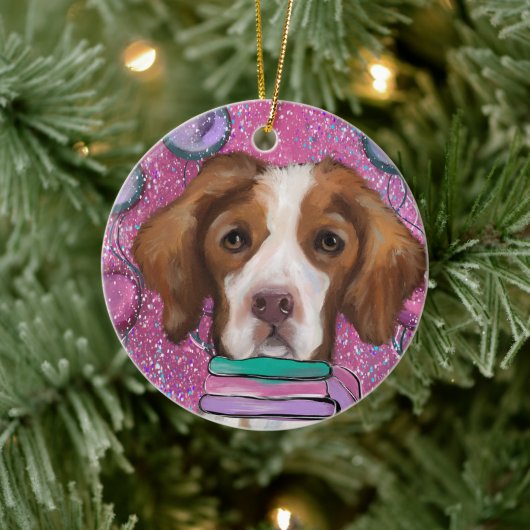 Brittany Spaniel Keramik Ornament (Baum)