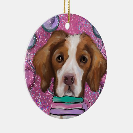 Brittany Spaniel Keramik Ornament (Rechts)