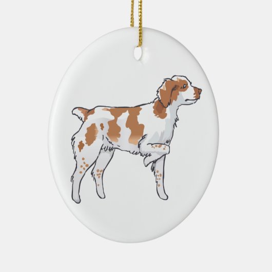 Brittany Spaniel Keramik Ornament (Rechts)