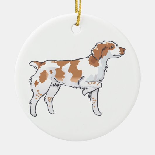 Brittany Spaniel Keramik Ornament (Vorne)