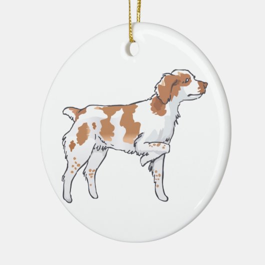 Brittany Spaniel Keramik Ornament (Links)