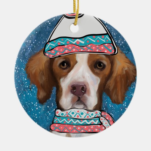 Brittany Spaniel Keramik Ornament (Vorne)