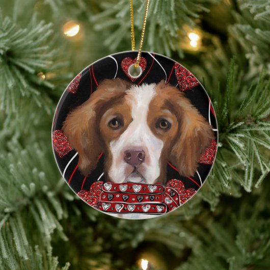 Brittany Spaniel Keramik Ornament (Baum)