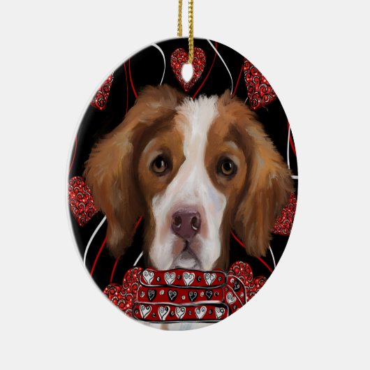 Brittany Spaniel Keramik Ornament (Rechts)