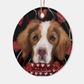 Brittany Spaniel Keramik Ornament (Links)