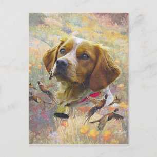 Brittany Spaniel Kunst, Fasanenjagd Postkarte