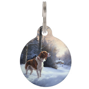 Brittany Spaniel Lass es schneien Weihnachten Haustiermarke
