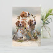 Brittany Spaniel , Leidenschaft für Vögel Einladung (Stehend Vorderseite)
