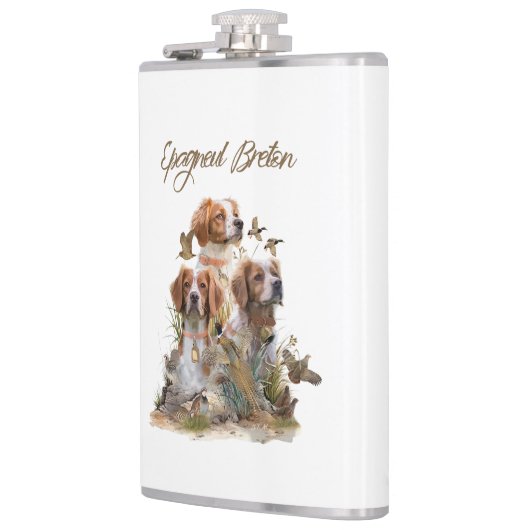 Brittany Spaniel , Leidenschaft für Vögel Flachmann (Links)