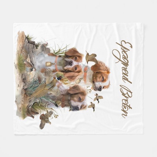 Brittany Spaniel , Leidenschaft für Vögel Fleecedecke (Vorderseite (Horizontal))