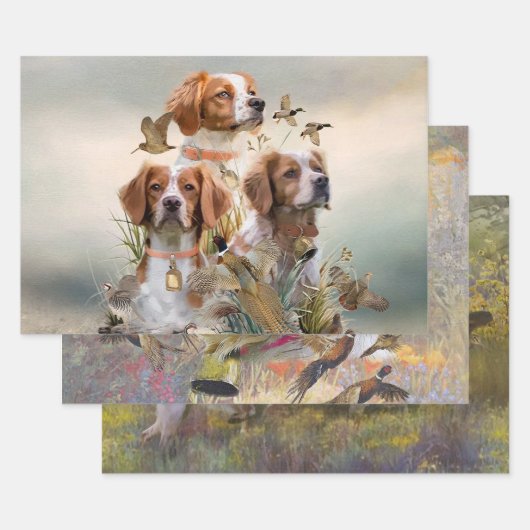Brittany Spaniel , Leidenschaft für Vögel Geschenkpapier Set (Set)