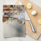 Brittany Spaniel , Leidenschaft für Vögel Geschirrtuch (Viertel Falte)