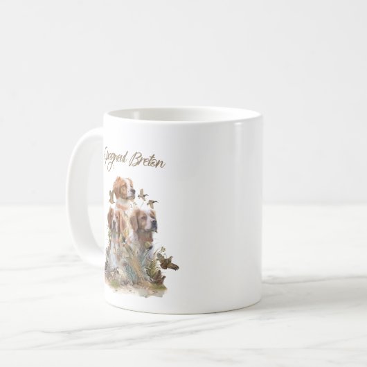 Brittany Spaniel , Leidenschaft für Vögel Kaffeetasse (Vorderseite Links)
