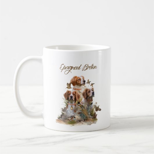 Brittany Spaniel , Leidenschaft für Vögel Kaffeetasse (Links)