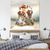 Brittany Spaniel , Leidenschaft für Vögel Leinwanddruck (Insitu (Schlafzimmer))
