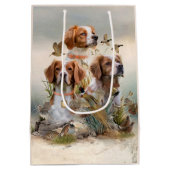 Brittany Spaniel , Leidenschaft für Vögel Mittlere Geschenktüte (Rückseite)