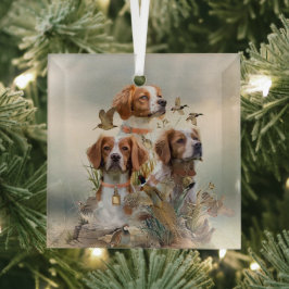 Brittany Spaniel , Leidenschaft für Vögel Ornament Aus Glas