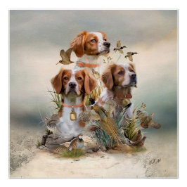 Brittany Spaniel , Leidenschaft für Vögel Poster