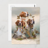 Brittany Spaniel , Leidenschaft für Vögel Postkarte (Vorne/Hinten)