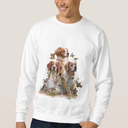 Brittany Spaniel , Leidenschaft für Vögel Sweatshirt (Vorderseite)