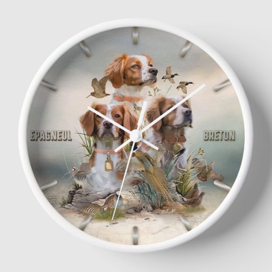Brittany Spaniel , Leidenschaft für Vögel Uhr (Vorderseite)