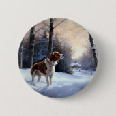 Brittany Spaniel Let It Snow Weihnachten Button (Vorderseite)