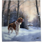 Brittany Spaniel Let It Snow Weihnachten Duschvorhang (Vorderseite)