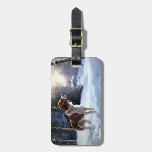 Brittany Spaniel Let It Snow Weihnachten Gepäckanhänger (Vorderseite vertikal)