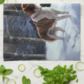 Brittany Spaniel Let It Snow Weihnachten Geschirrtuch (Gefaltet)