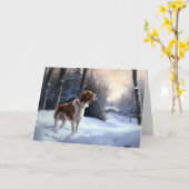 Brittany Spaniel Let It Snow Weihnachten Karte (Gelbe Blume)