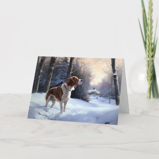 Brittany Spaniel Let It Snow Weihnachten Karte (Vorderseite)